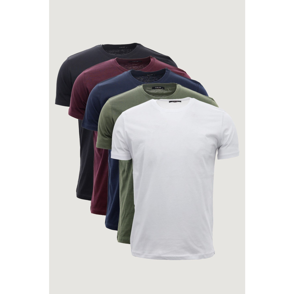 odelon Erkek Slim Fit Dar Kesim Bisiklet Yaka 5li Basic Tişört Paketi Çok Renkli 2XL Beden Bayan T-shirt Fiyatı