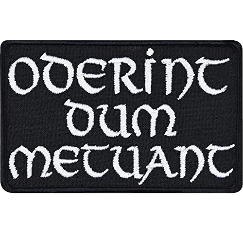 Oderint dum metuant Latin Quote Patch Iron on Sticker for All Fabrics | Let Them Hate as Long as They Fear Latin Patch to sew on Clothing and Leather | 3.15x1.97 in