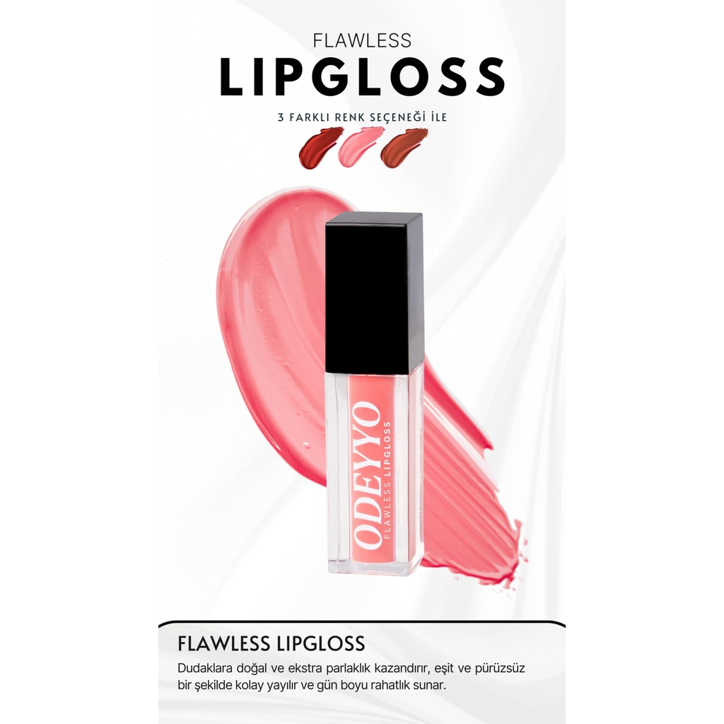 Odeyyo Flawless Lip Gloss – Glasgow Rengi, Pembe Işıltı, Hafif Ve Yapışmaz, Nefes Alan Formül Diğer Fiyatı