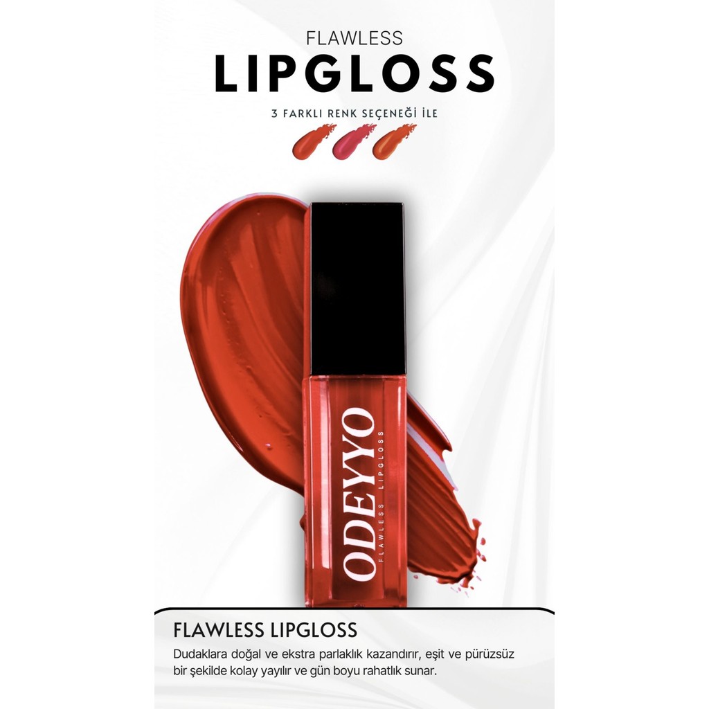 Odeyyo Flawless Lip Gloss İstanbul - Kirli Kırmızı, Yapışmayan Formül, Işıltılı Bitiş - Bordo Diğer Fiyatı