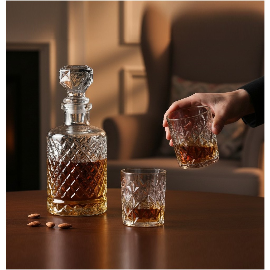 Odi Home Cam Karaf Sürahi ve 2'li 300 ml Bardak Seti Su Meşrubat Viski Şişesi 1200 ml - Beyaz Fincan / Bardak / Kahve Takımı Fiyatı