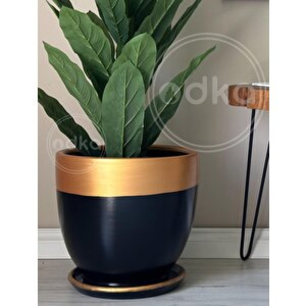 Odka Klasik Saksı Tabaklı 23 Cm X 25 Cm Si̇yah-gold Si̇yah Gold Saksı ve Aksesuarları Fiyatı