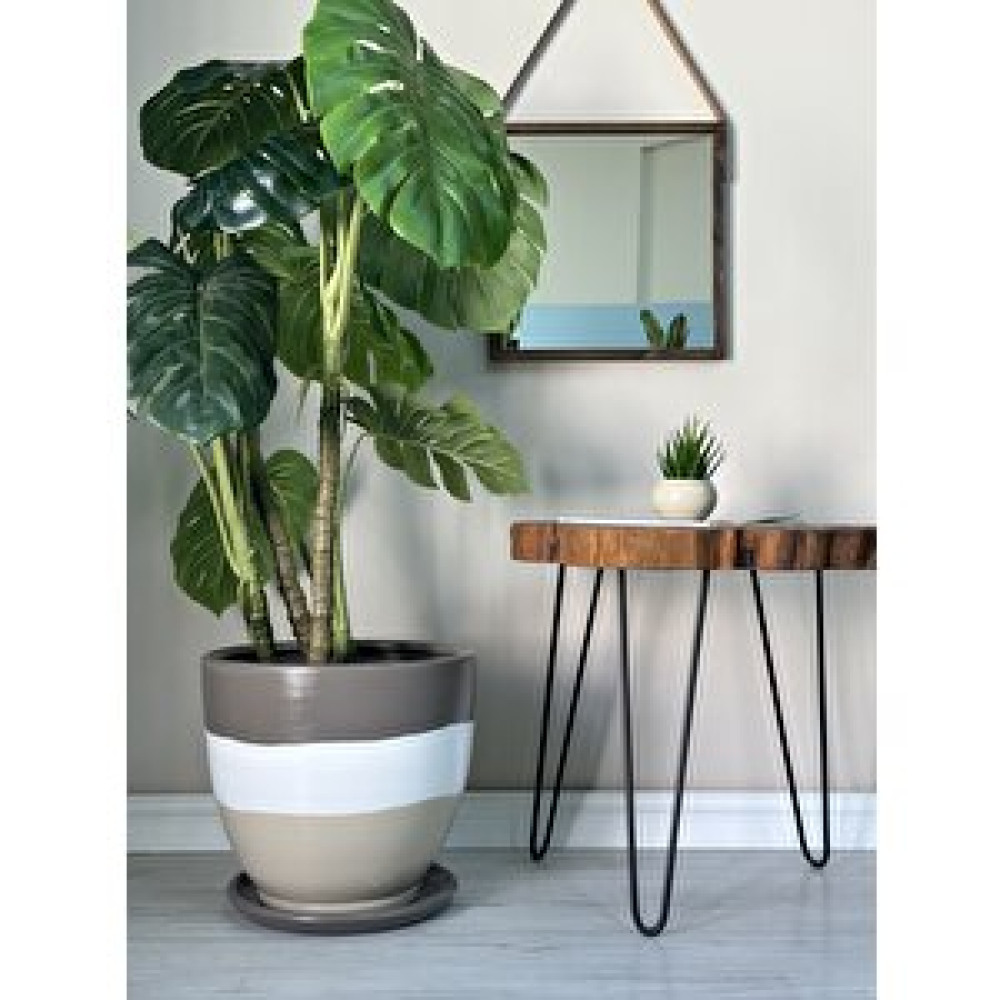 Odka Klasik Saksı Tabaklı 38 Cm X 40 Cm Taş- Beyaz- Vizon Taş Beyaz Gold Saksı ve Aksesuarları Fiyatı