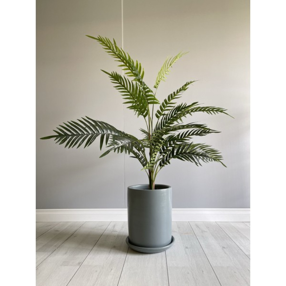 Odka Silindir Saksı 25 Cm Tabaklı - Füme Saksı ve Aksesuarları Fiyatı