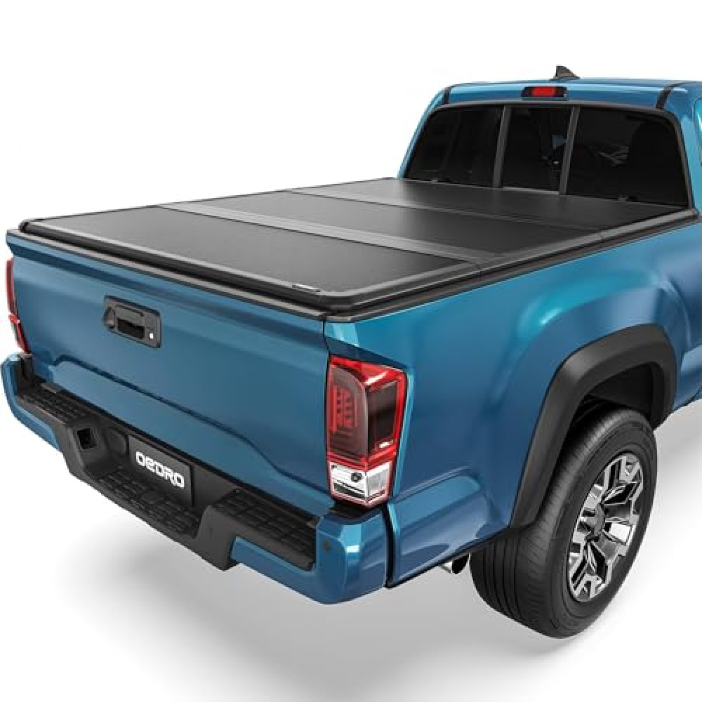 OEDRO FRP Hard Tri-fold Tonneau Cover Fold Truck Bed Covers Compatible with 2016-2023 Toyota Tacoma (Excl. Trail Edition), 5ft Bed with Tacoma Bed Rail