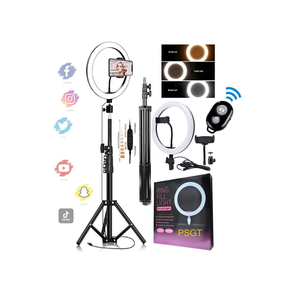 OEM Kumandalı Youtuber Tiktok Çekim Işıklı Telefon Tutucu Makyaj Işığı Ring Light 10 Inç 2.1 M Tripod Fotoğraf Makinesi Aksesuarları Fiyatı
