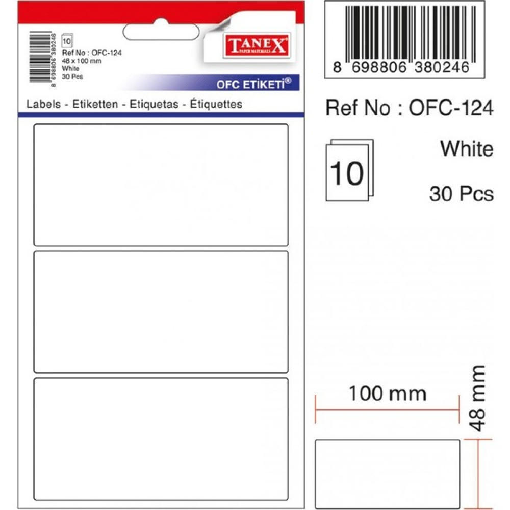 Ofc-124 Beyaz Ofis Etiketi 100 Ad-10-Lu Poşet Etiket Fiyatı