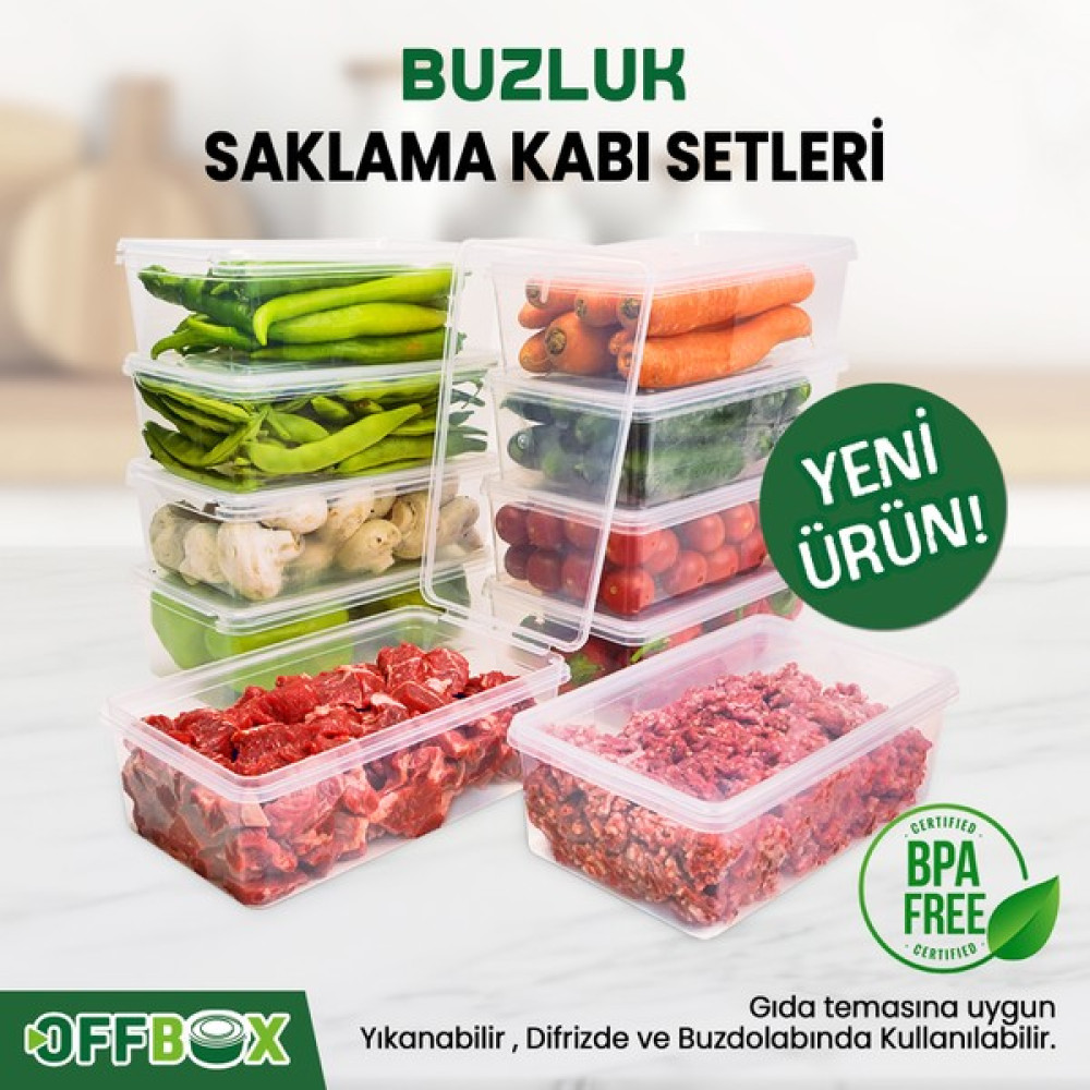 OFFBOX 10 Adet 2 Lt. Kendinden Kapaklı Derin Dondurucuya Uygun Saklama Kabı Düzenleyici Saklama Kapları Fiyatı