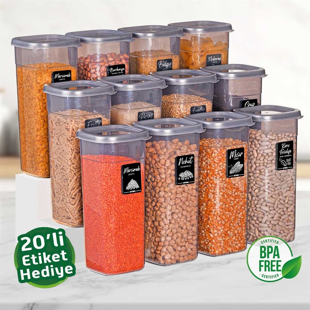OFFBOX Saklama Kabı Kare 1700 Ml 12'Li (Etiket Hediyeli) - 108x108x243MM Eşya Saklama / Düzenleme Fiyatı