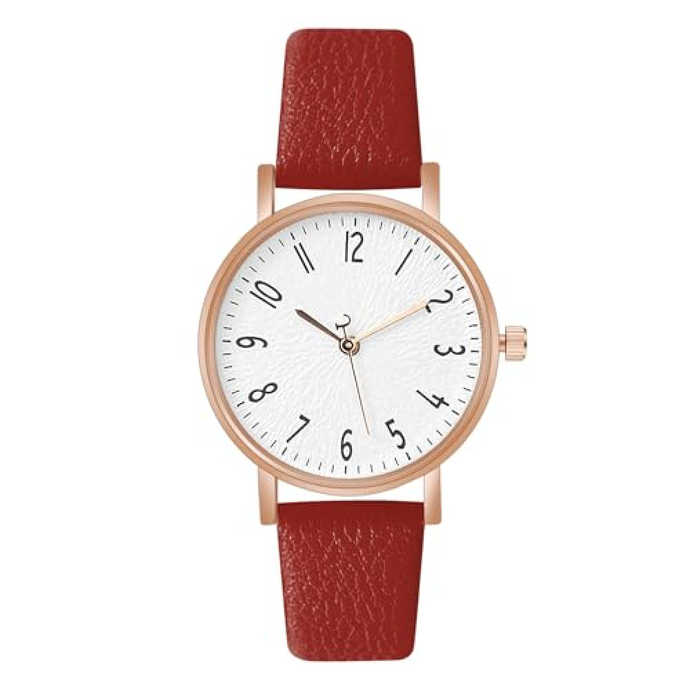 OFFCUP Women's Leather Quartz Watch, Leather Strap Ladies Watches, Analog Quartz Watches with White Dial, 3 Hand Quartz Watch, Premium Fashion Wrist Watch for Women Ladies Girls