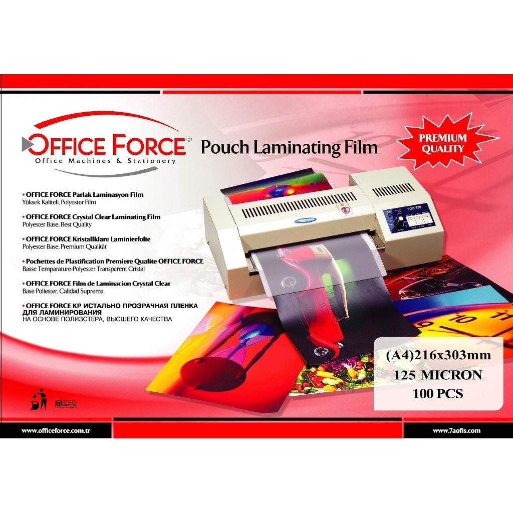 Office Force 125 Micron A4 Parlak Laminasyon Filmi 216 x 303 100’LÜ Diğer Fiyatı