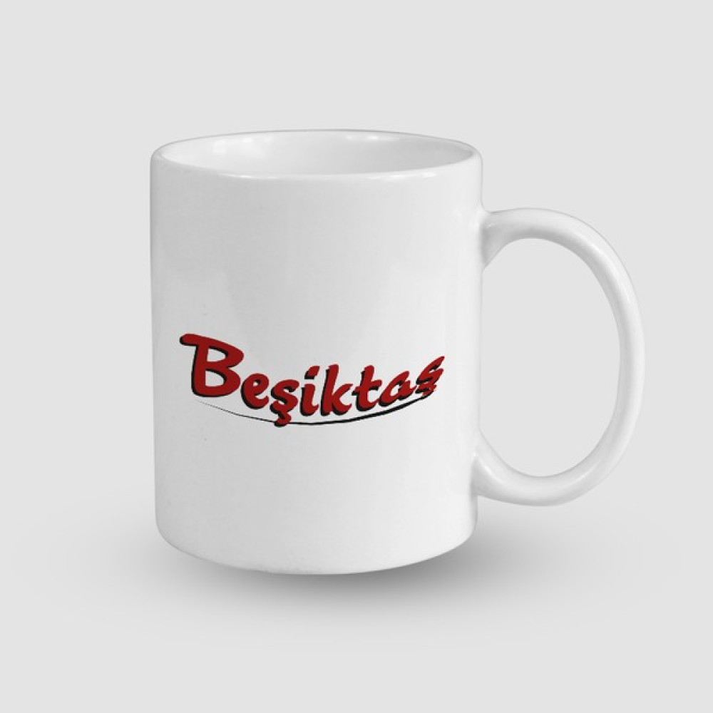 Offo Beşiktaş Aşkı Temalı Beyaz Porselen Kupa Bardak - 300 ml Fincan / Bardak / Kahve Takımı Fiyatı