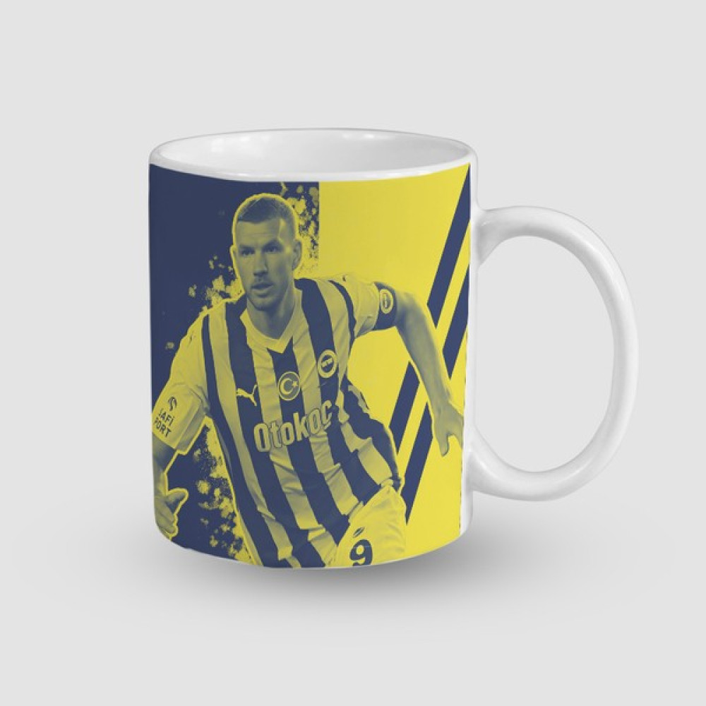 Offo Fenerbahçe Edin Dzeko Kaplama Tasarımlı Beyaz Porselen Kupa Bardak - 300 ml Fincan / Bardak / Kahve Takımı Fiyatı