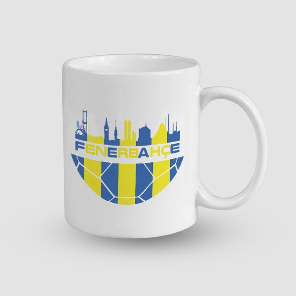 Offo Fenerbahçe Temalı Beyaz Porselen Kupa Bardak - 300 ml Fincan / Bardak / Kahve Takımı Fiyatı