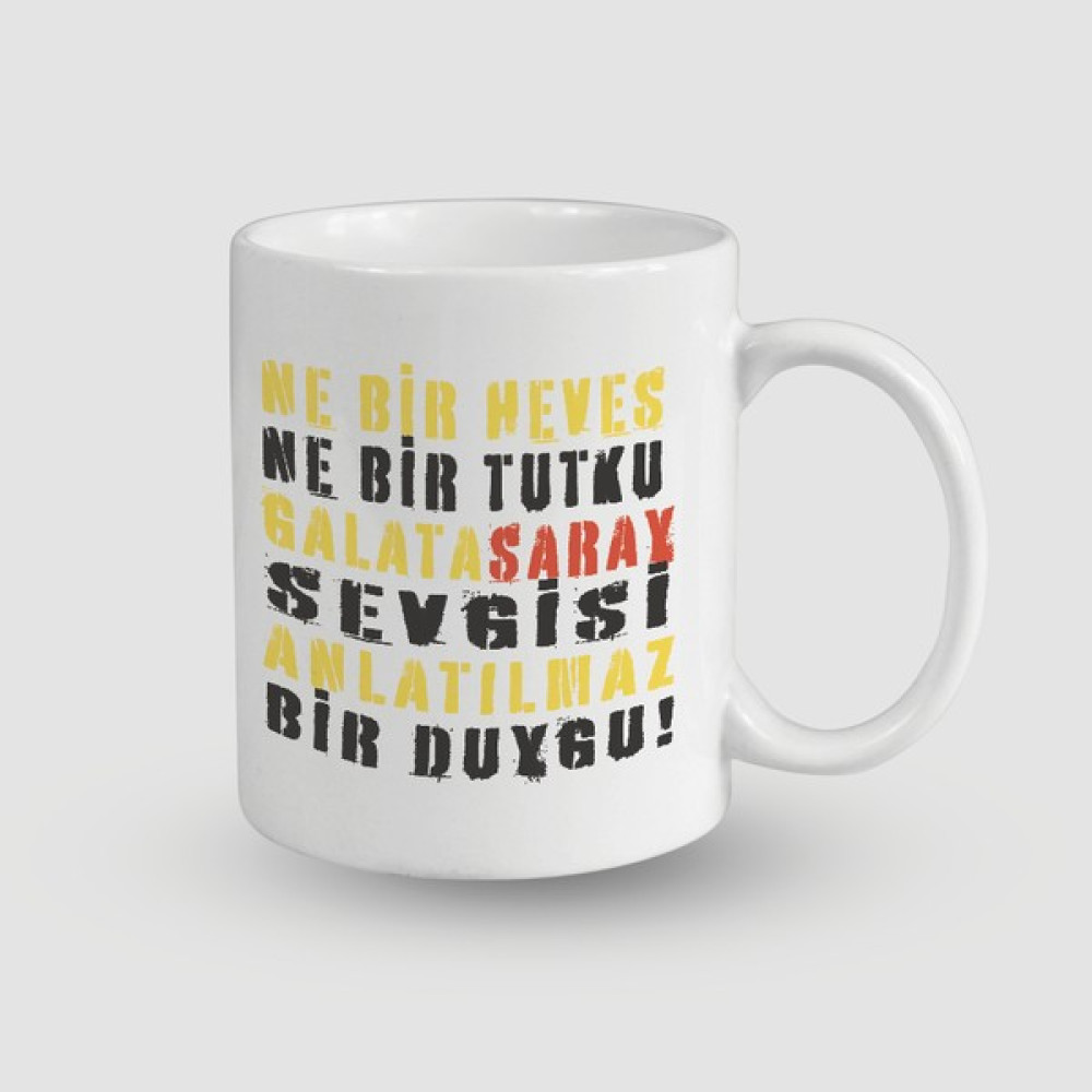 Offo Galatasaray Sevgisi Temalı Beyaz Porselen Kupa Bardak - 300 ml Fincan / Bardak / Kahve Takımı Fiyatı