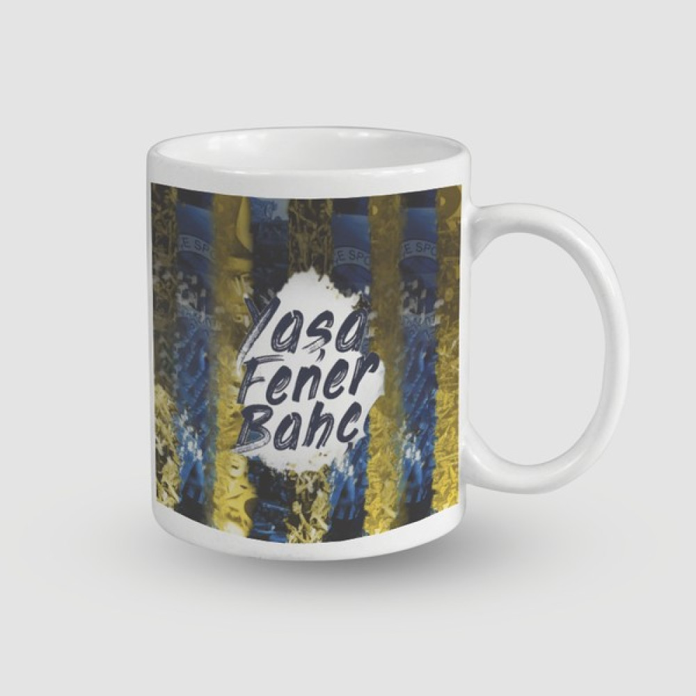 Offo Yaşa Fenerbahçe Tasarımlı Beyaz Porselen Kupa Bardak - 300 ml Fincan / Bardak / Kahve Takımı Fiyatı