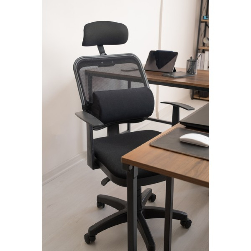 Ofis Bel Destekleyici Yastik Ortopedik Bel Destekleyici Ofis Sandalyesi Yastigi (Cok Amacliyastik) - Siyah - 10 x 43 cm Diğer Fiyatı
