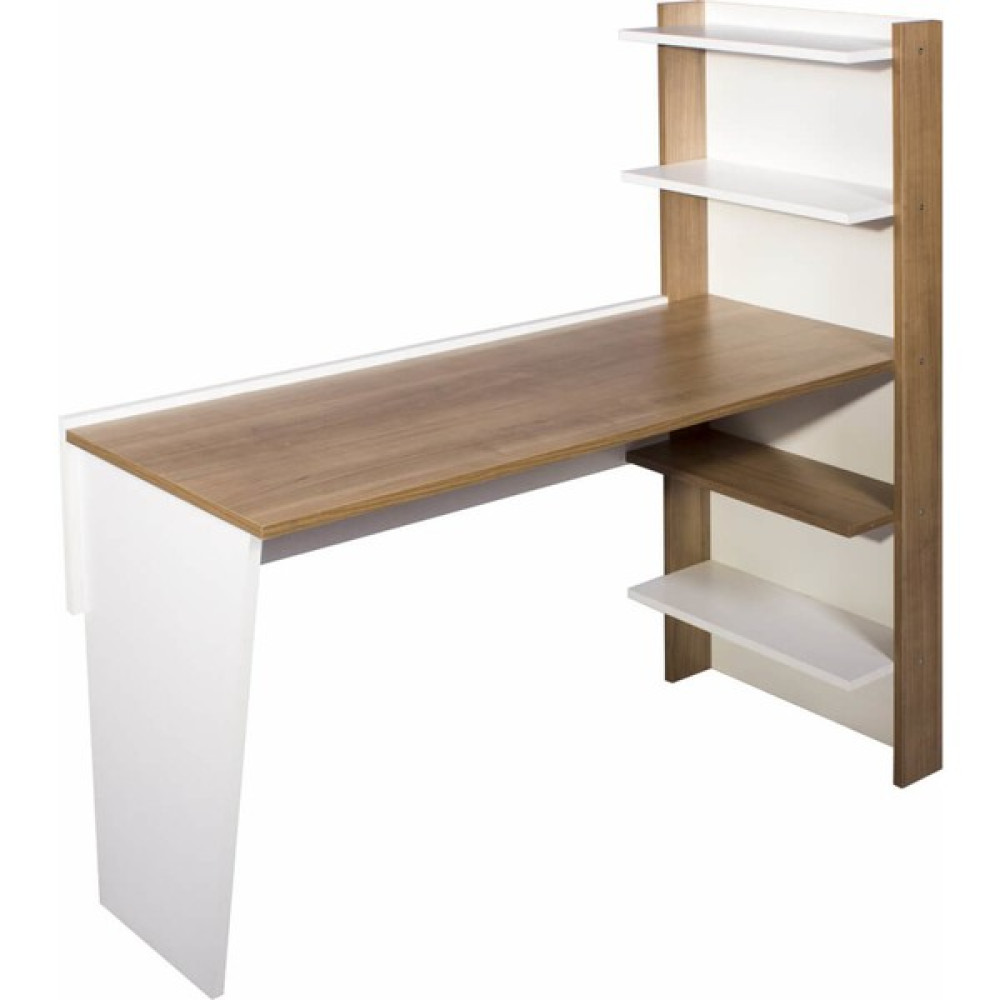 Ofisbazaar Raflı Çalışma Masası - Y: 130 cm D: 50 cm G: 120 cm - Beyaz - Ceviz Çalışma Masası Fiyatı