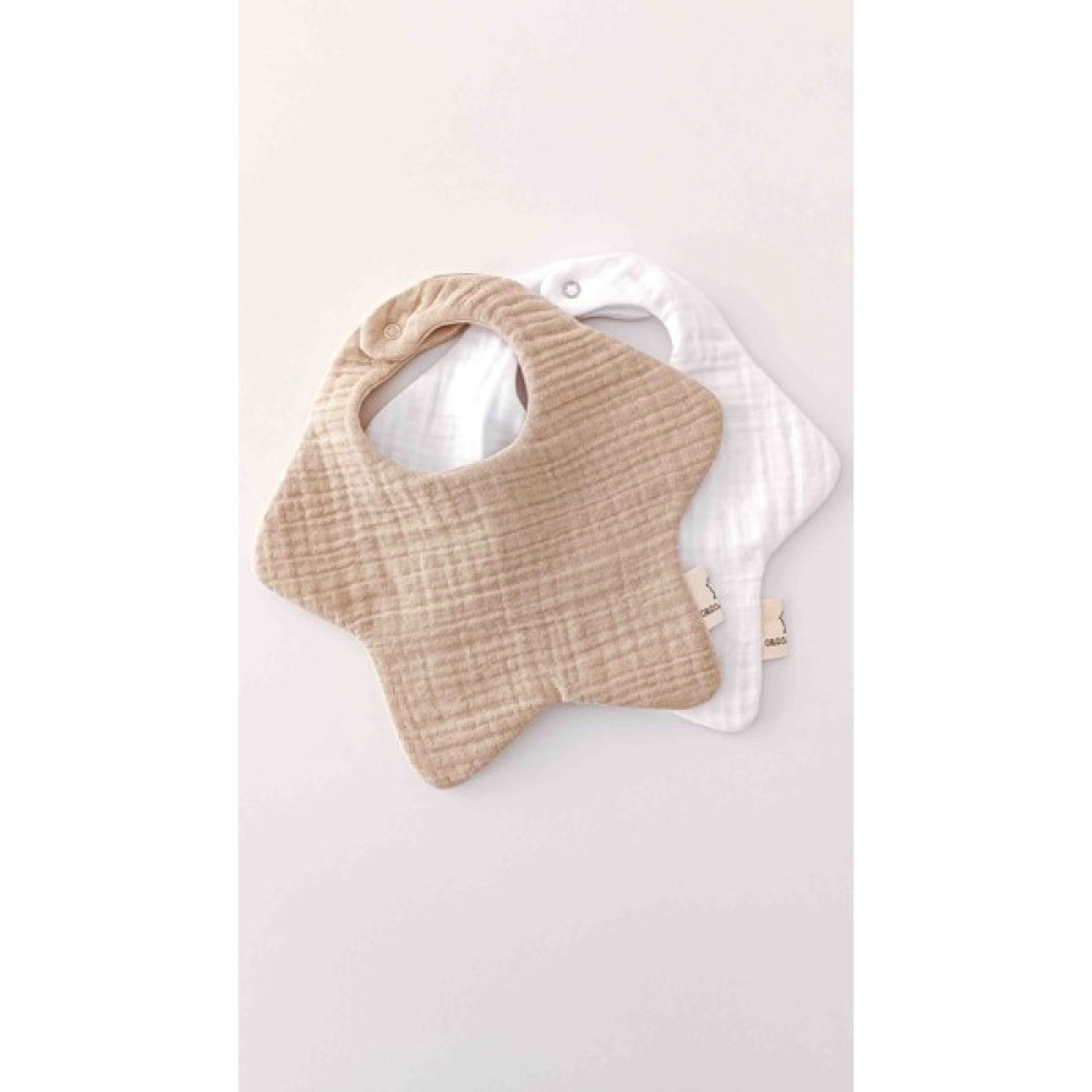 O&G Collection 2'li Yıldız Bej-Byz Pamuklu 8 Katlı Müslin Bebek Salya Önlüğü / Mama Önlüğü /nikel Free - 0 - 2 Yaş - Çok Renkli Mama Önlüğü Fiyatı