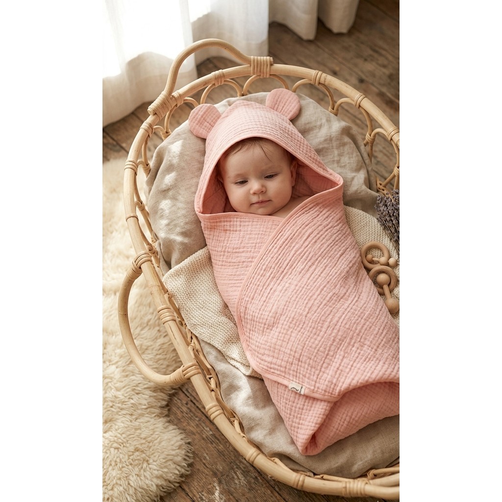 O&G Collection Pamuklu , Organik 4 Katlı Multi Müslin Pudra Bebek / Çocuk , Bornoz / Havlu Banyo / Havuz / Deniz El / Yüz Havlusu Fiyatı
