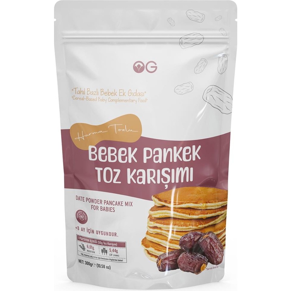 OG natural Hurma Tozlu Bebek Pankek Toz Karışımı 300 Gr +8 Ay Diğer Fiyatı