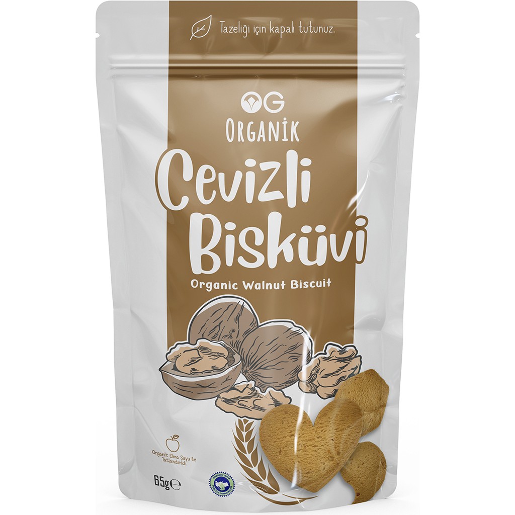 OG natural Organik Cevizli Bisküvi 65 gr Organik Tam Buğday Unu ve Elma Suyu Konsantresi İçerir Diğer Fiyatı
