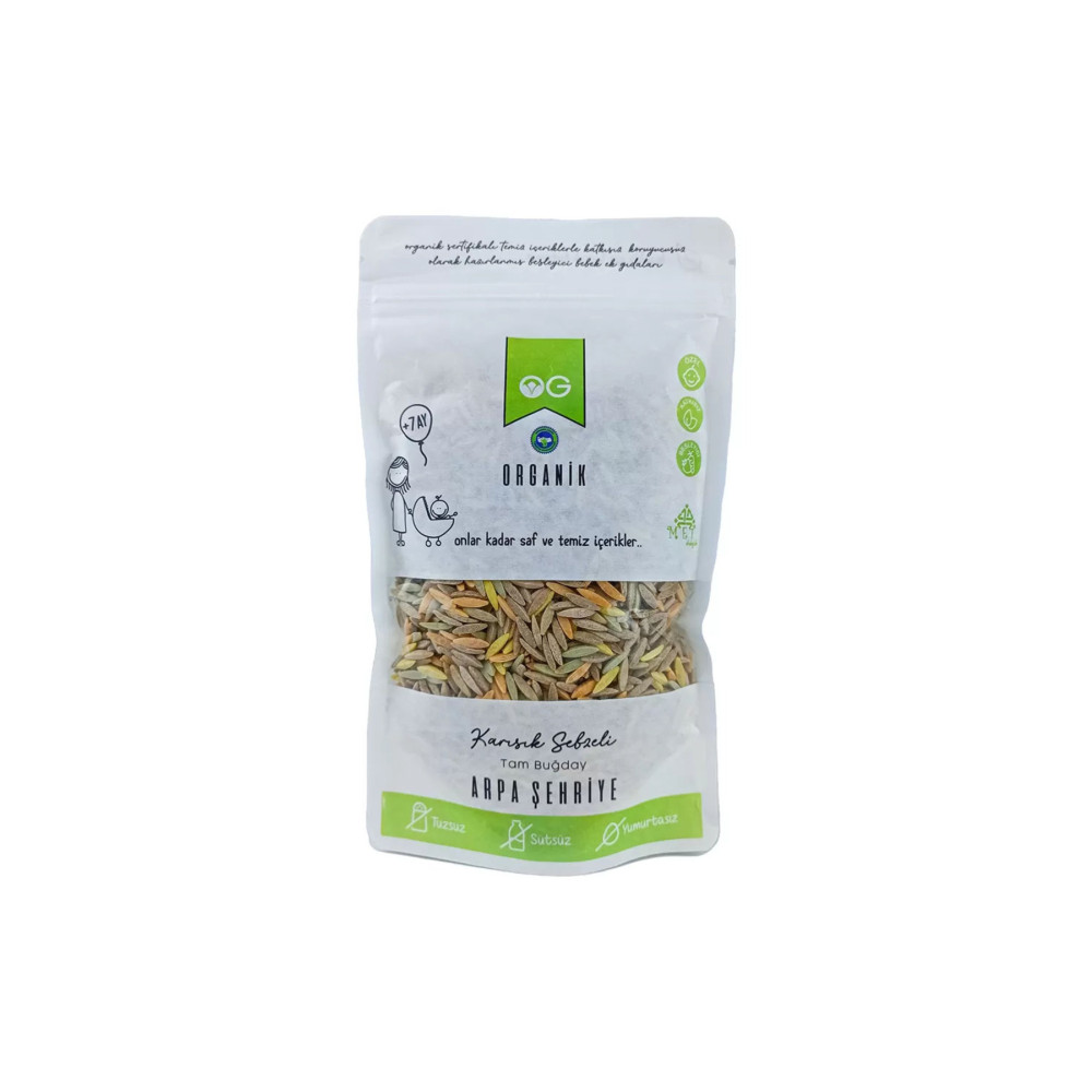 OG natural Organik Karışık Sebzeli Tam Buğday Arpa Şehriye 250 gr 7 Ay Bebek Mamaları Fiyatı