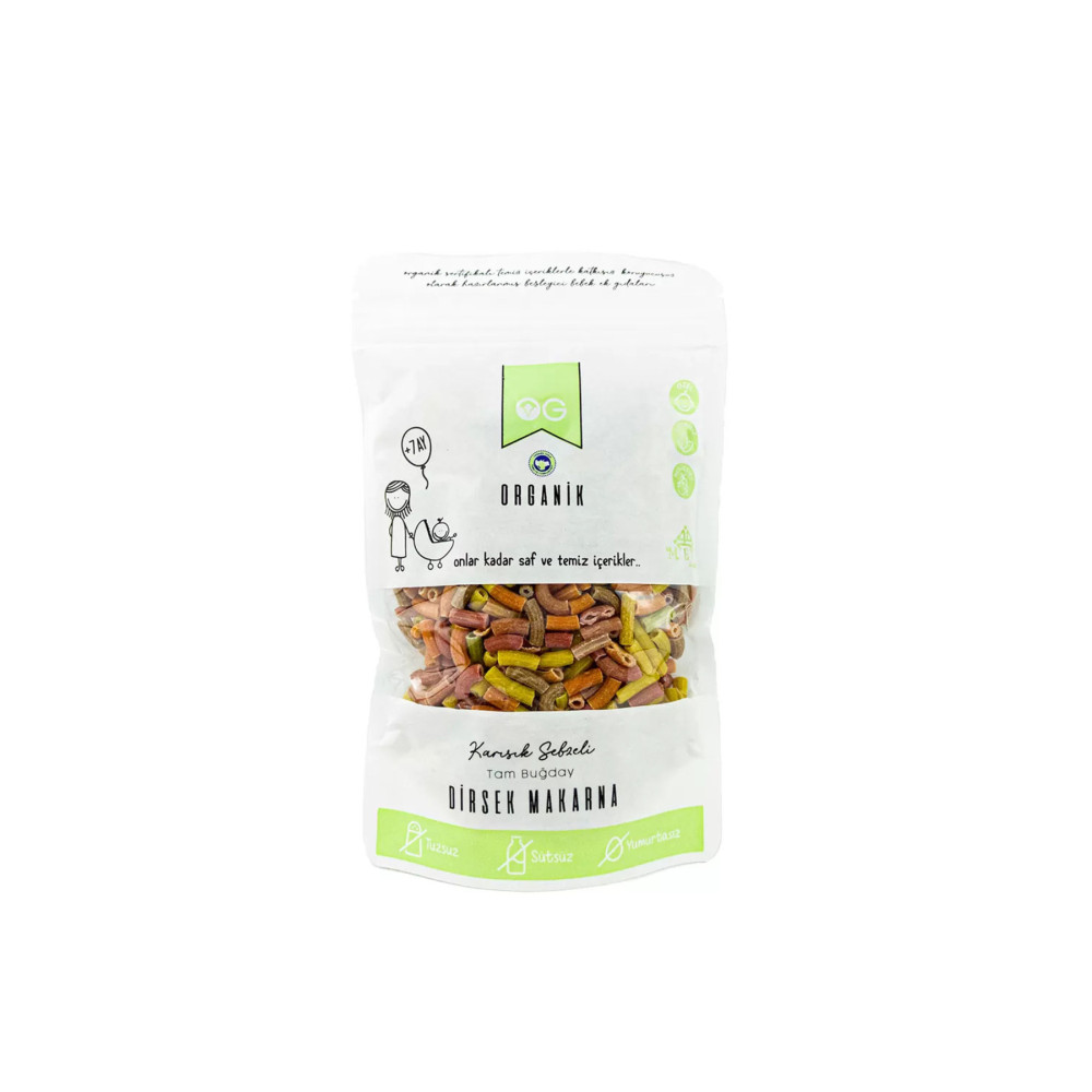 OG natural Organik Karışık Sebzeli Tam Buğday Dirsek Makarna 200 Gr +7ay Bebek Mamaları Fiyatı
