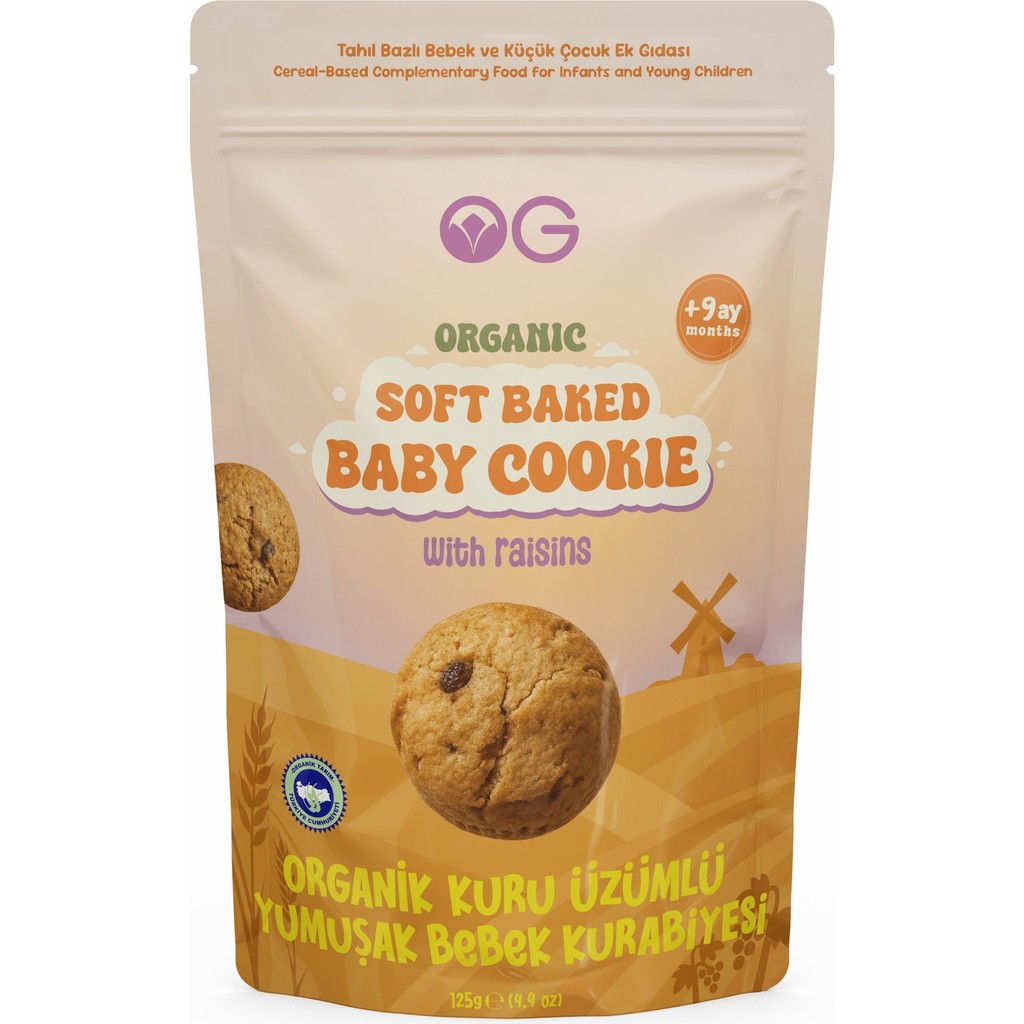 OG natural Organik Kuru Üzümlü Yumuşak Bebek Kurabiyesi 125 gr - Hediyesiz Giyim & İç Giyim Fiyatı