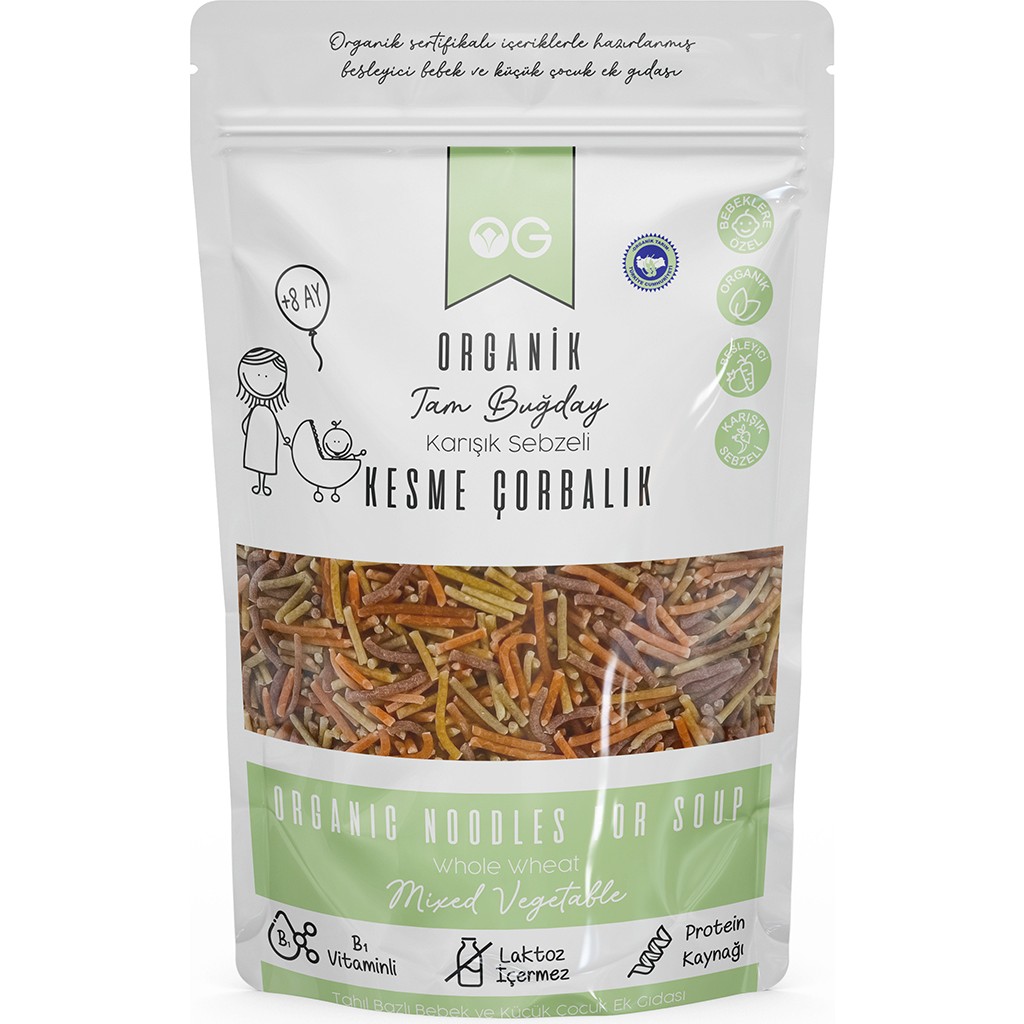 OG natural Organik Tam Buğday Kesme Çorbalık 200 Gr +8 Ay İçerik: Sebze ve B1 Vitamini Diğer Fiyatı