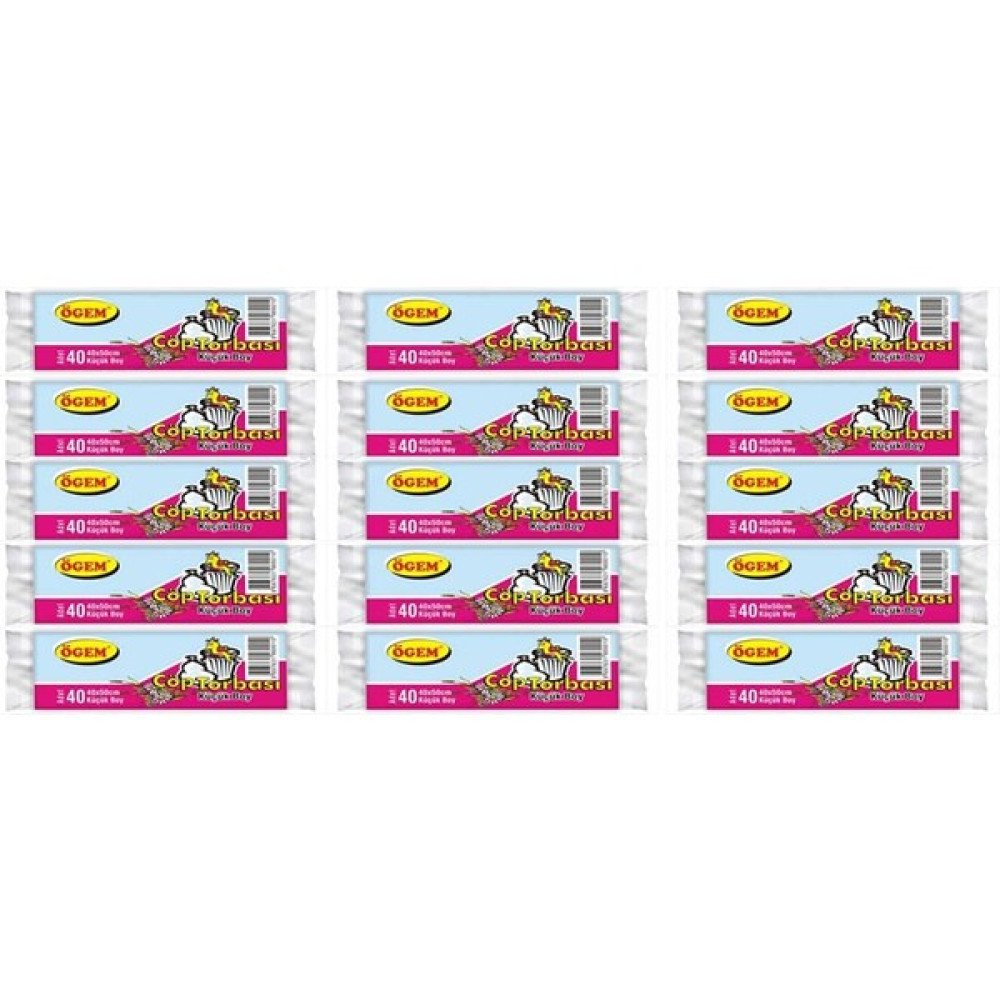 Ögem Küçük Boy Çöp Poşeti (40 x 50 Cm) 40 Lı Rulo x 15 Paket Çöp Torbası Şeffaf Oto Boyaları Fiyatı