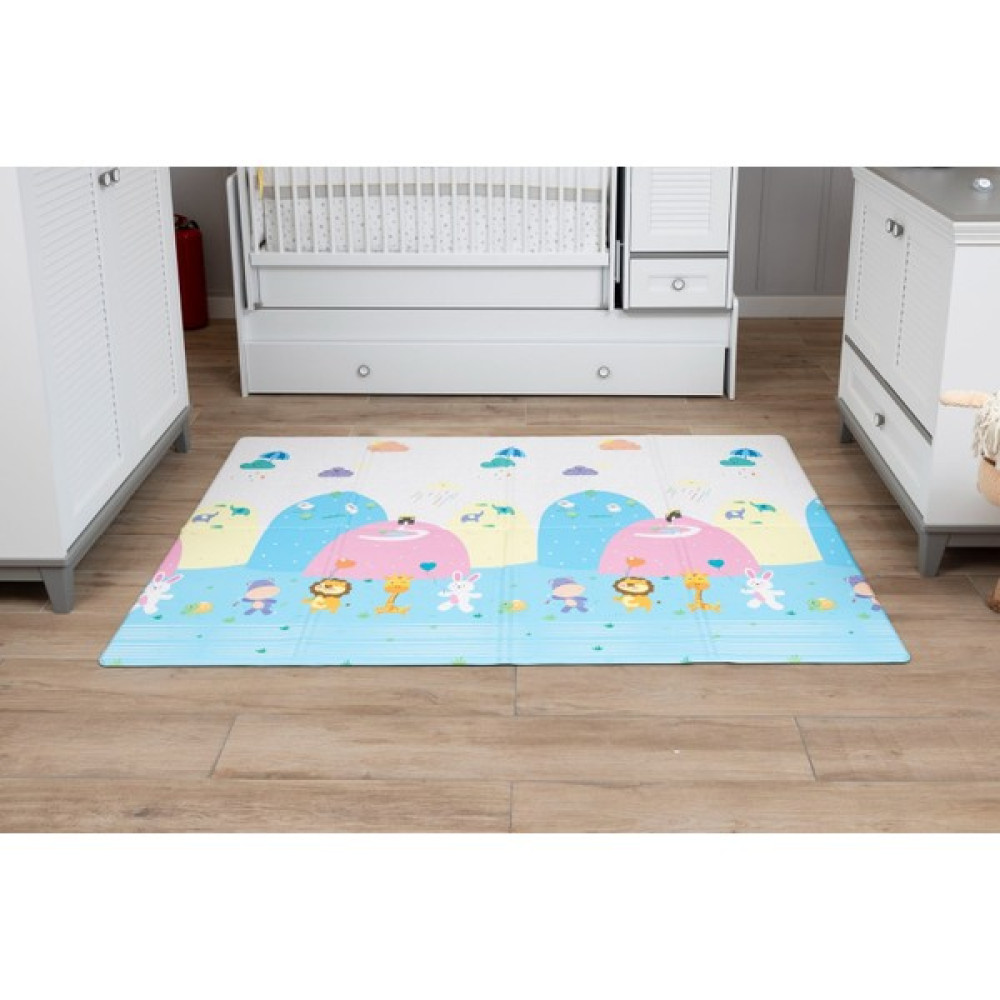 Oggia Animal Party Premium Katlamalı Oyun Matı / Halısı 130 x 190 cm x 12 mm - Bebek Mavisi Oyuncak Fiyatı