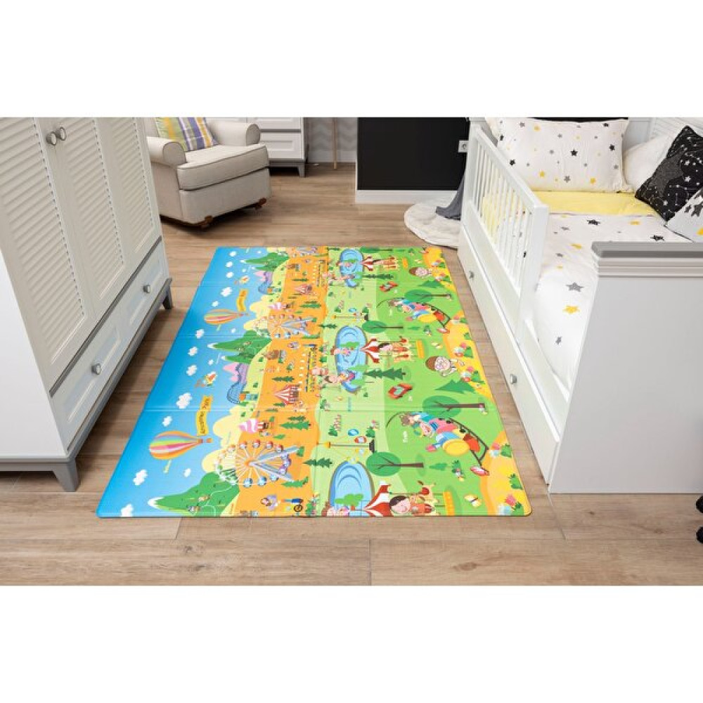 OGGİA Asument Park Premium Katlamalı Oyun Matı / Halısı 140cm*230cm*12mm MAT 007 - Mavi - 140 x 230 cm Oyuncak Fiyatı