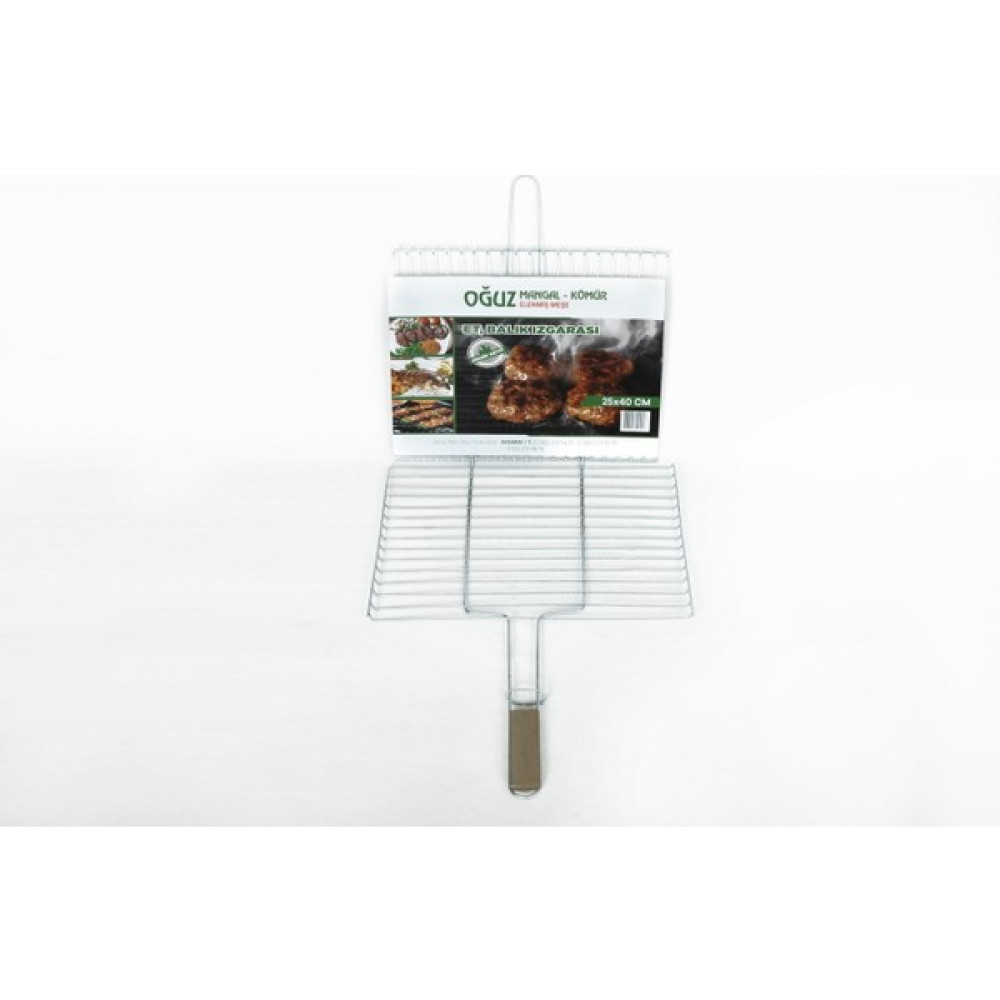 Oğuz Kömür Mangal Teli Et Balık Izgara Ahşap Saplı 25X40 cm Mangal & Barbekü Malzemeleri Fiyatı