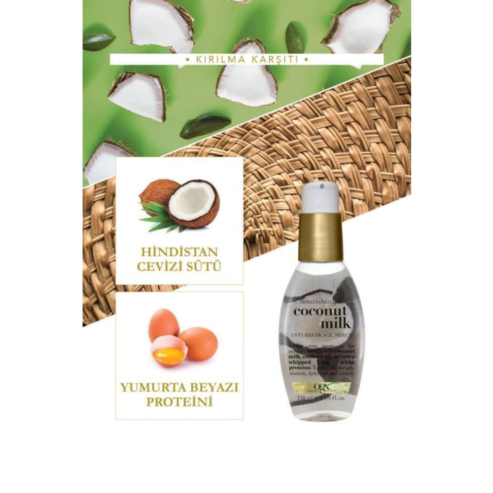 OGX Coconut Milk Hindistan Cevizi Sütü Kırılma Karşıtı Serum 100 ml Saç Bakım Maskeleri & Serumlar & Spreyler Fiyatı