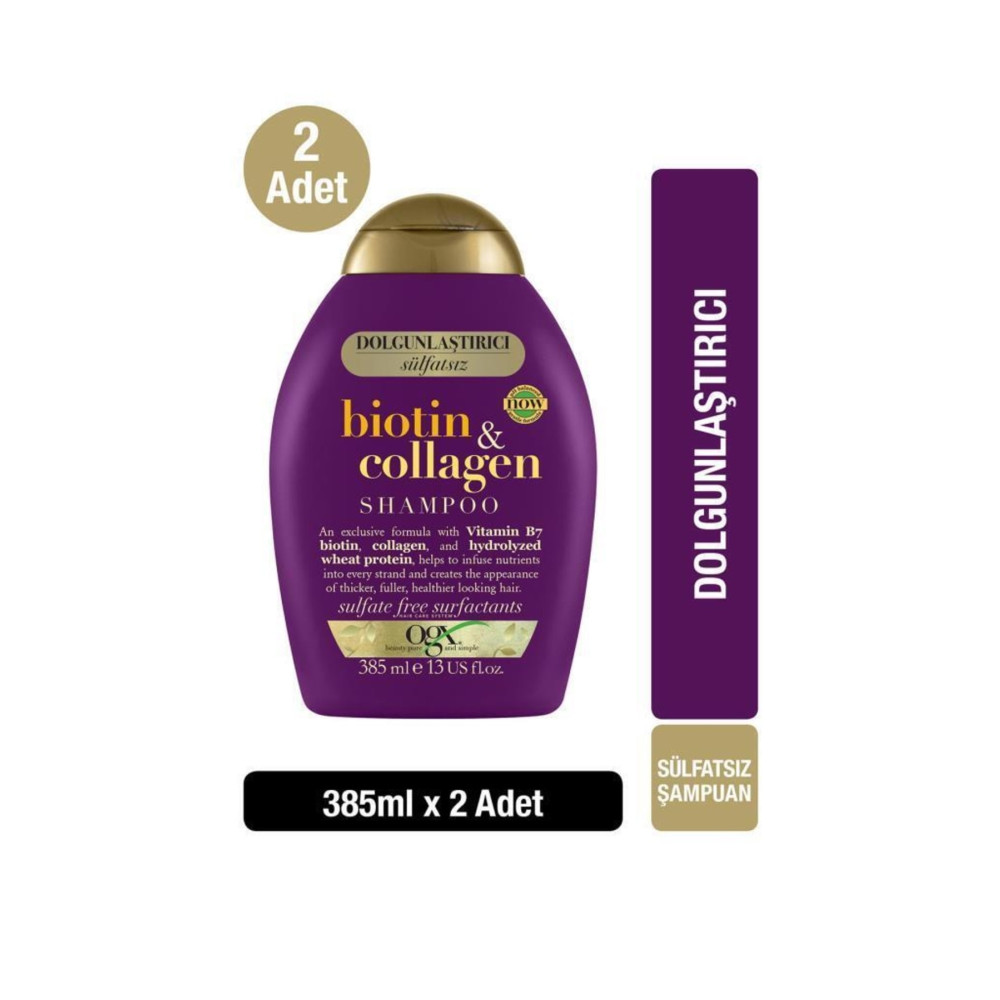 OGX Dolgunlaştırıcı Biotin & Kolajen Sülfatsız Şampuan 385 ml x2 Şampuan ve Saç Kremi Fiyatı