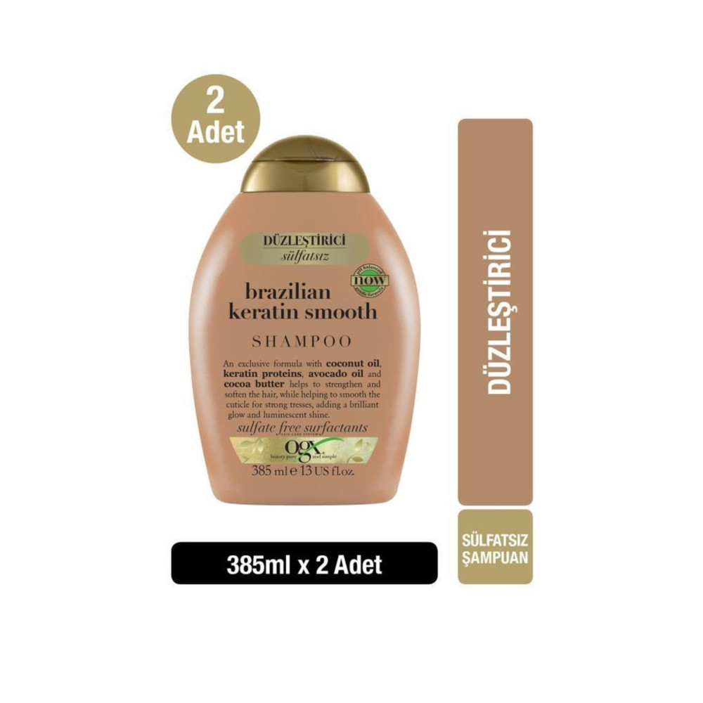 OGX Düzleştirici Brazilian Keratin Smooth Sülfatsız Şampuan 385 ml x2 Şampuan ve Saç Kremi Fiyatı