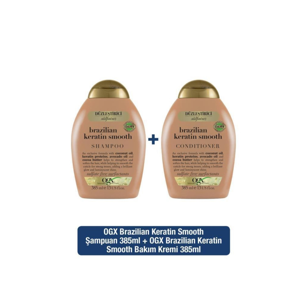 OGX Düzleştirici Brazilian Keratin Smooth Sülfatsız Şampuan Bakım Kremi 385ml Şampuan ve Saç Kremi Fiyatı