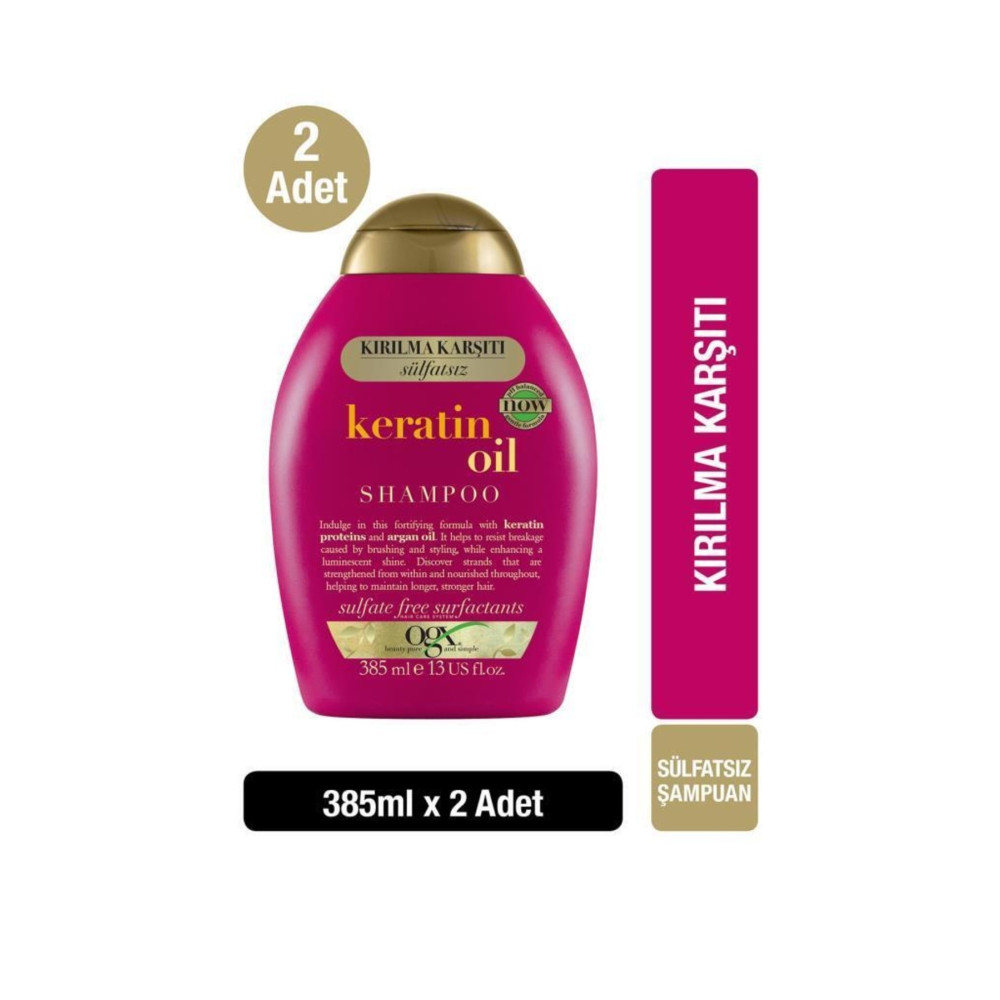 OGX Kirilma Karşiti Keratin Oil Sülfatsiz Şampuan 385 ml X2 Şampuan ve Saç Kremi Fiyatı