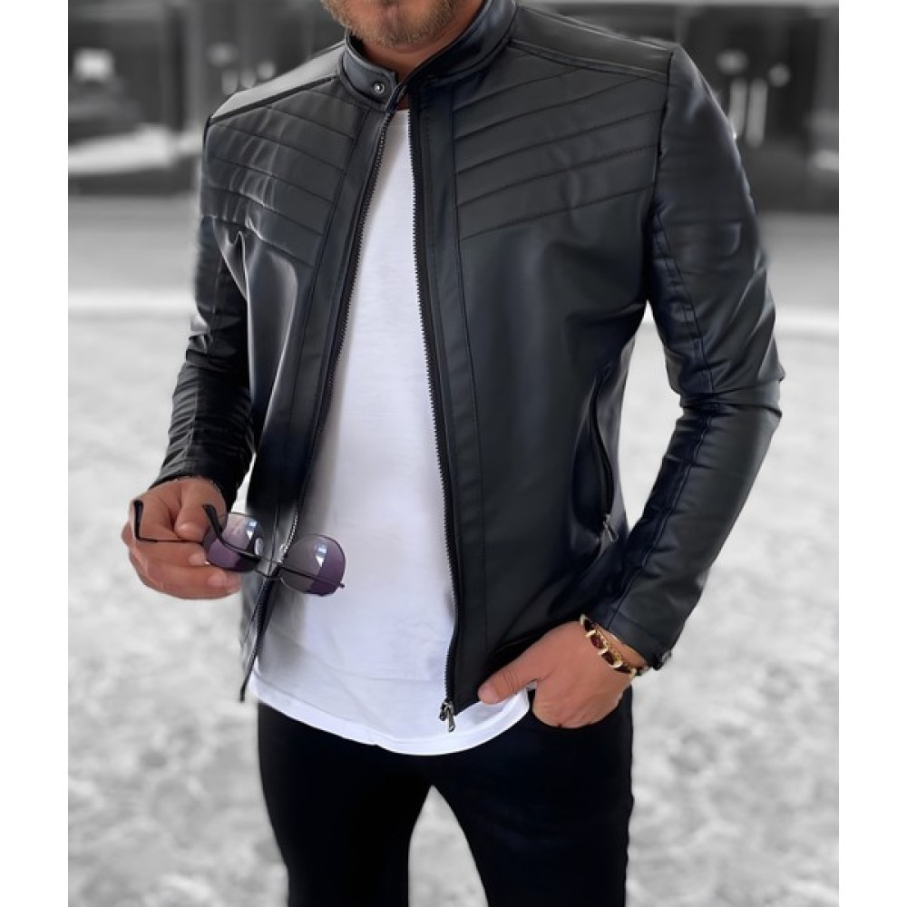 Ohepmoda Göğsü Dikişli Erkek Deri Ceket Mont Erkek Mont Fiyatı