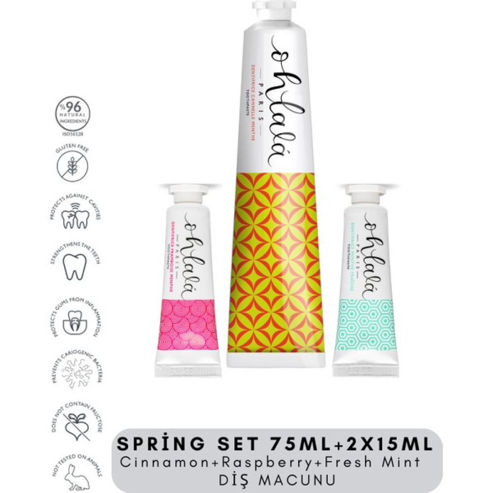 Ohlala Paris Cinnamon 75 ml + Fresh Mint 15 ml + Raspberry Mint 15 ml Spring Set Diş Macunu Oto Boyaları Fiyatı
