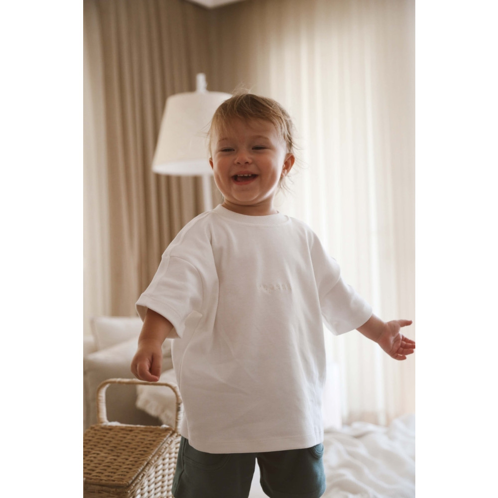 OhlalaKoala Bisiklet Yaka Nakışlı Oversize T-shirt Bebek - Çocuk 5-6 Yaş Beden Bayan T-shirt Fiyatı