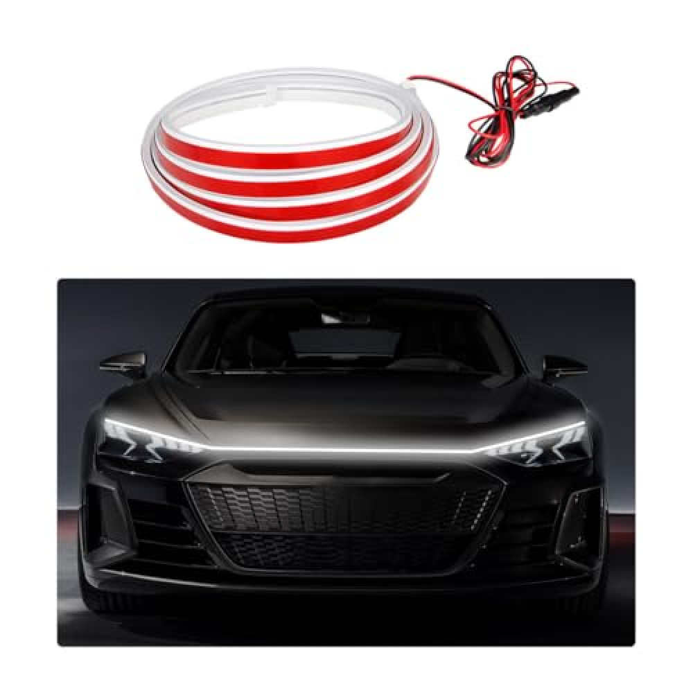 Ohleats 79 Inch Car Hood Light Strip, Exterior Flexible Daytime LED Running Light, Waterproof Auto LED Strip Light with Dynamic Scan Start-up Effect, Car Accessories for SUV Truck (White)