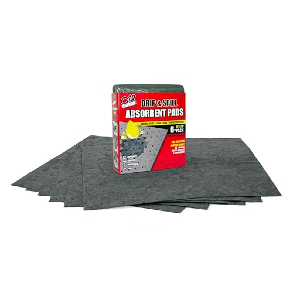Oil Eater Drip & Spill Universal Pads - Absorbs Liquids | Soaks Oil, Grease, Coolant and Water-Based Fluids - Car, Truck, RV, Motorcycle and Tools - 6 Pack,Grey,15" x 18",AOA-BPL006-GREY