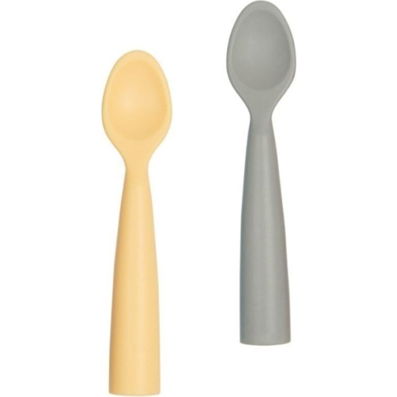Oioi Nam Nam Ergonomik Tasarımlı 2'li Bebek Mama Kaşığı Mellow Yellow/powder Grey BPA İçermez Silikon - Renkli Bebek Mamaları Fiyatı