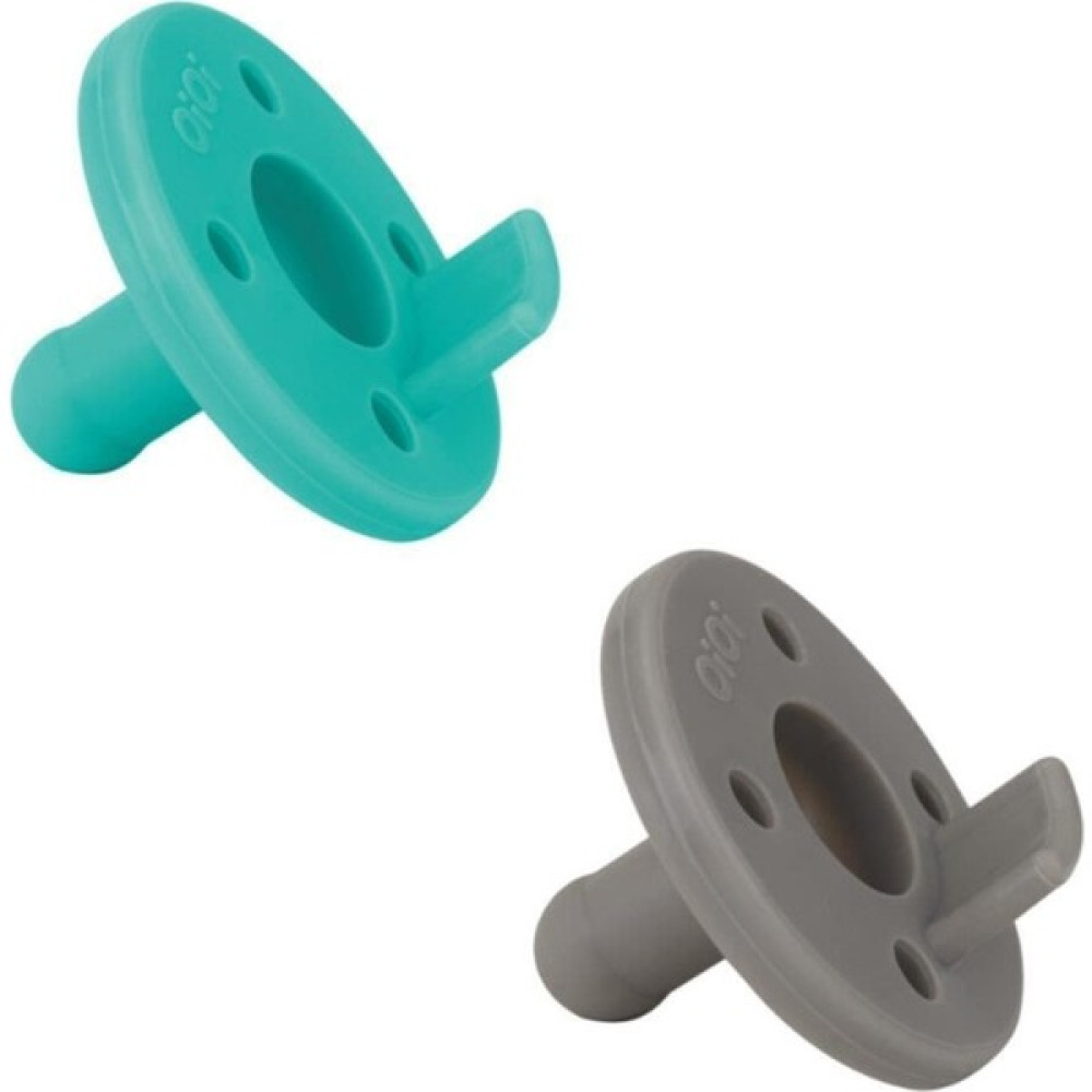 Oioi Ortodontik Silikon 2 li Emzik - Aqua Green - Powder Grey - Yeşil - 0 - 3 Yaş Emzik Fiyatı