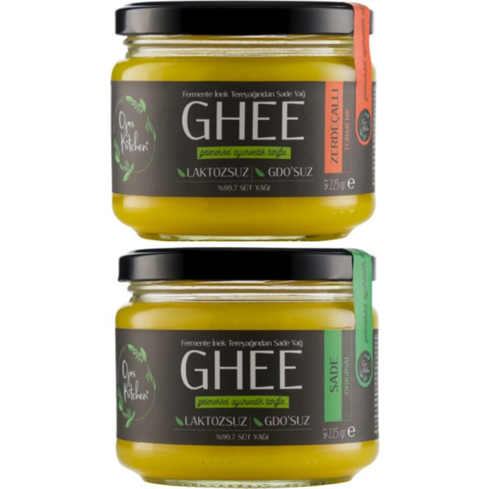 Ojas Kitchen Sade & Zerdeçallı Ghee (Sade Yağ) 2 x 225 gr - Laktozsuz Gdo' Suz Saf Yağ - 450 gr Diğer Fiyatı