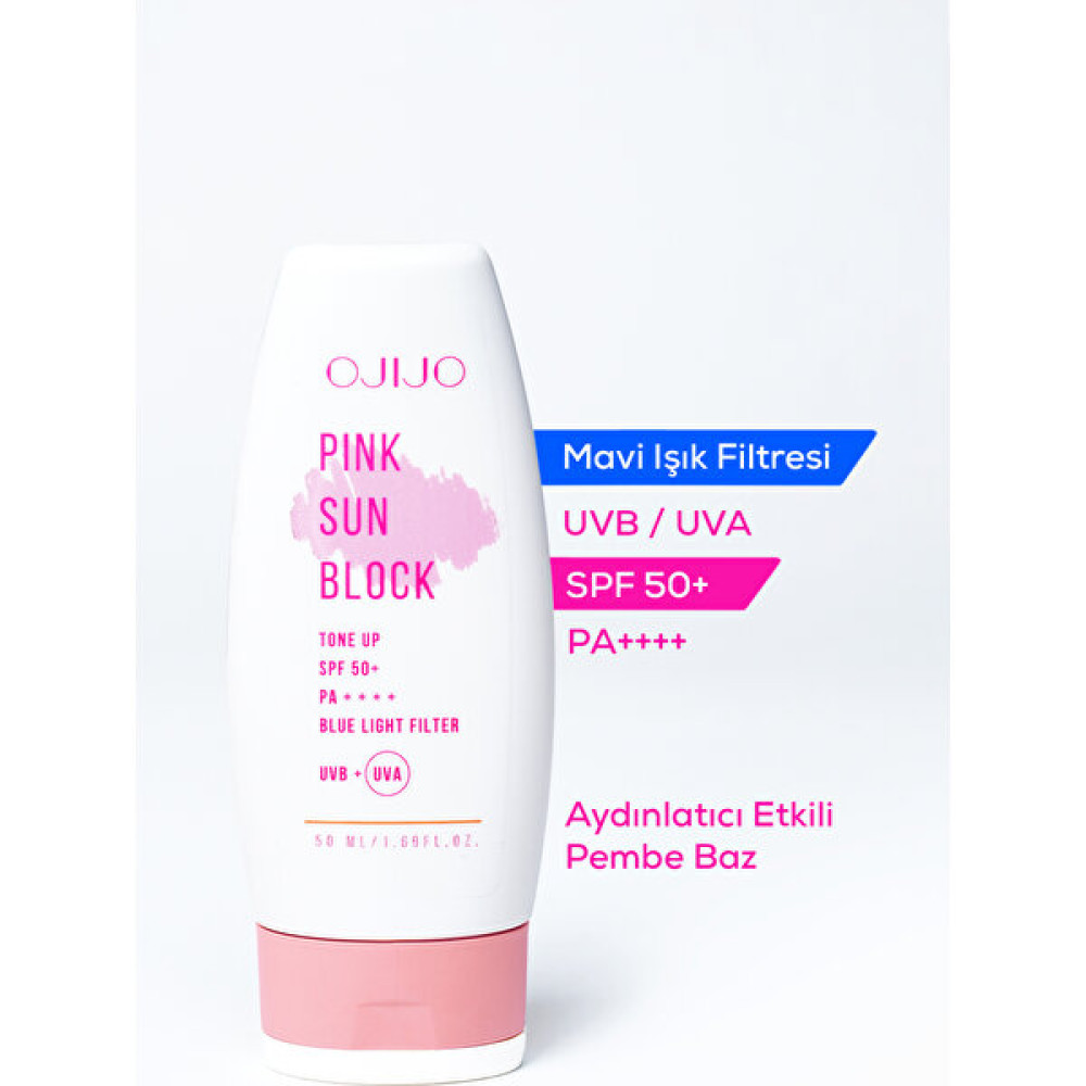 Ojijo Aydınlatıcı ve Ton Eşitleyici Pembe Güneş Koruyucu Krem SPF50++++ 50 ml Tone Up Sun Block Güneş Kremleri ve Losyonları Fiyatı