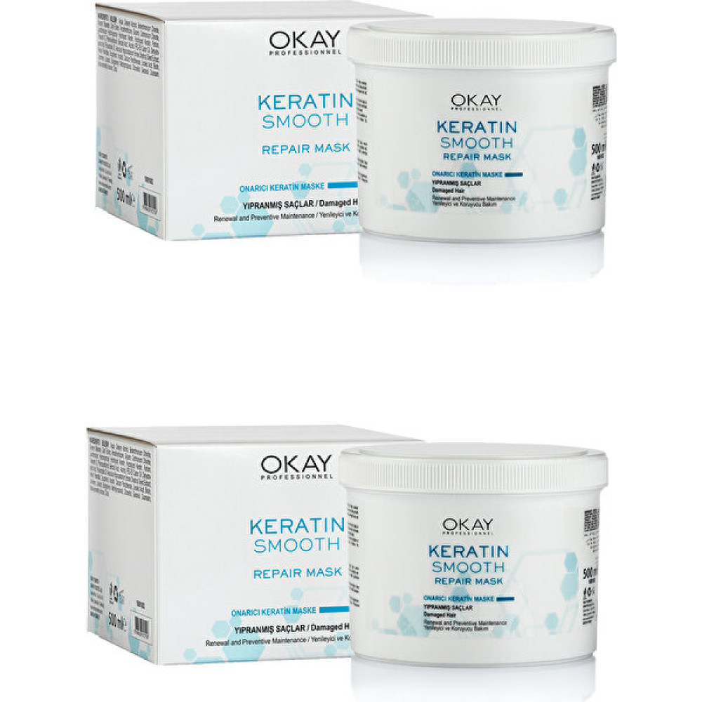 Okay Keratin Smooth 2'Li Maske 500 Ml - 3 Saç Bakım Maskeleri & Serumlar & Spreyler Fiyatı