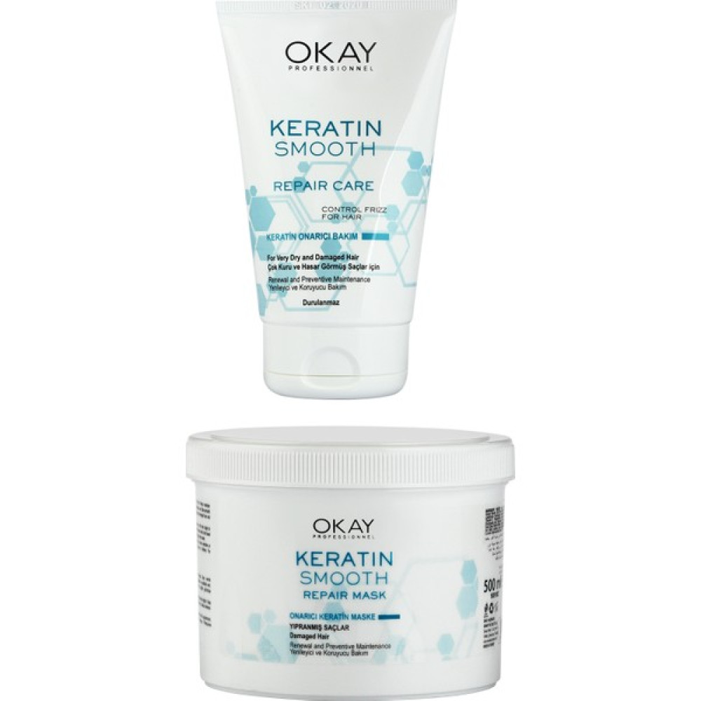 Okay Neva Keratin Smooth Onarıcı Bakım Serisi Saç Maskesi + Durulanmayan Bakım Kremi - 2'li Set Nevaset4 Saç Bakım Maskeleri & Serumlar & Spreyler Fiyatı